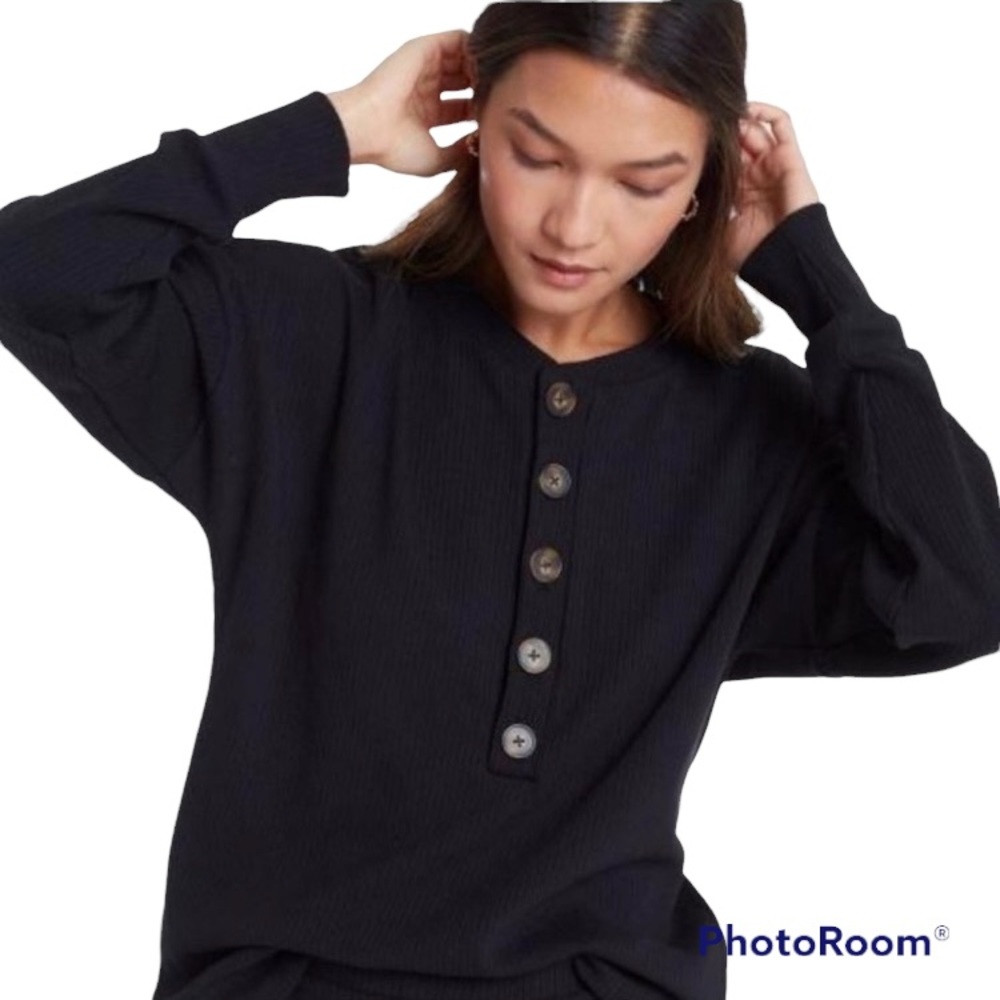 NWT LETT Revolve Kruger Henley Top Black XS & S‎ Available
